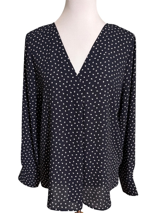 Ann Taylor Tops - Ann Taylor Navy White Dot Blouse
